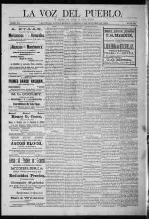 La Voz Del Pueblo Newspaper October 17, 1891 kapağı