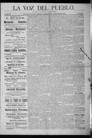 La Voz Del Pueblo Newspaper October 24, 1891 kapağı