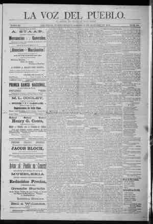 La Voz Del Pueblo Newspaper October 31, 1891 kapağı