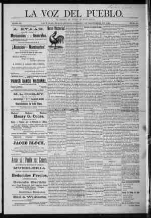 La Voz Del Pueblo Newspaper November 7, 1891 kapağı