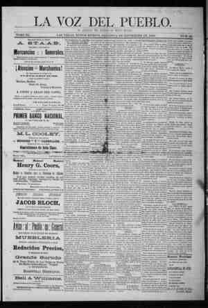 La Voz Del Pueblo Newspaper November 14, 1891 kapağı