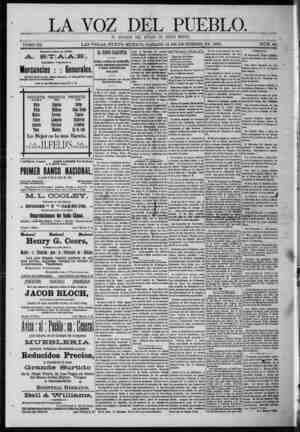 La Voz Del Pueblo Newspaper December 12, 1891 kapağı
