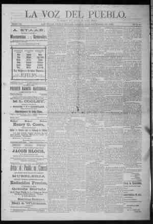 La Voz Del Pueblo Newspaper December 26, 1891 kapağı