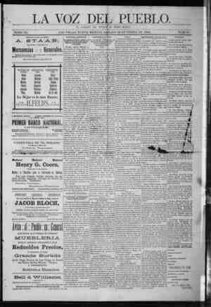 La Voz Del Pueblo Newspaper January 16, 1892 kapağı