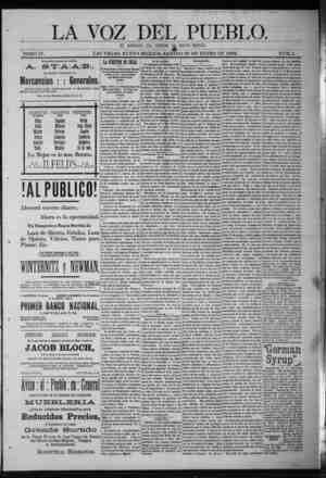 La Voz Del Pueblo Newspaper January 30, 1892 kapağı
