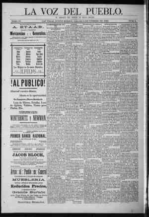 La Voz Del Pueblo Newspaper February 6, 1892 kapağı