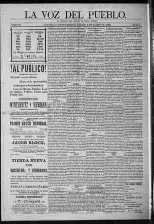 La Voz Del Pueblo Newspaper March 5, 1892 kapağı