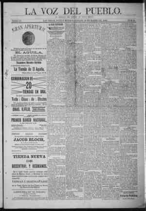 La Voz Del Pueblo Newspaper March 19, 1892 kapağı