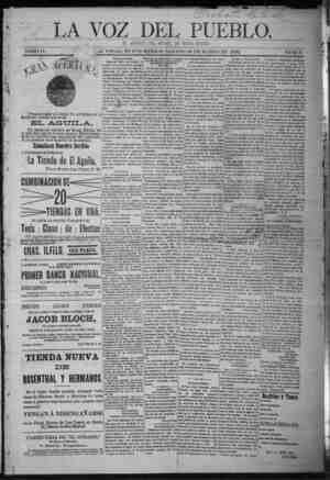 La Voz Del Pueblo Newspaper March 26, 1892 kapağı
