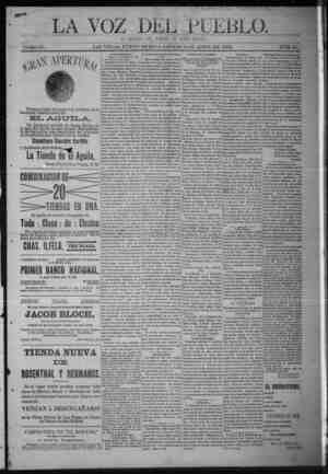 La Voz Del Pueblo Newspaper April 2, 1892 kapağı