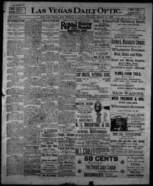 Las Vegas Daily Optic Newspaper March 31, 1896 kapağı