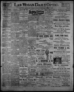 Las Vegas Daily Optic Newspaper April 3, 1896 kapağı