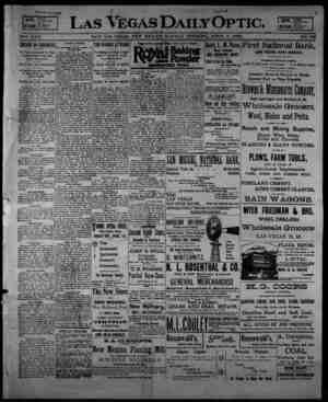 Las Vegas Daily Optic Newspaper April 6, 1896 kapağı