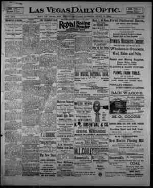 Las Vegas Daily Optic Newspaper April 11, 1896 kapağı