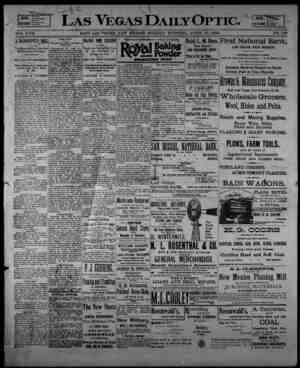 Las Vegas Daily Optic Newspaper April 13, 1896 kapağı