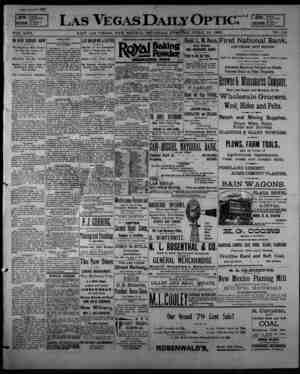 Las Vegas Daily Optic Newspaper April 16, 1896 kapağı