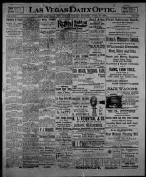 Las Vegas Daily Optic Newspaper April 20, 1896 kapağı