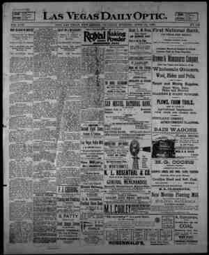Las Vegas Daily Optic Newspaper April 23, 1896 kapağı