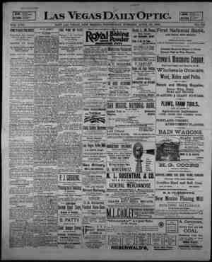 Las Vegas Daily Optic Newspaper April 29, 1896 kapağı