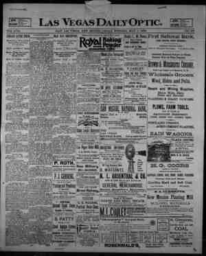 Las Vegas Daily Optic Newspaper May 1, 1896 kapağı