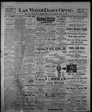 Las Vegas Daily Optic Newspaper May 9, 1896 kapağı