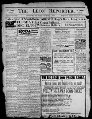 The Leon Reporter Newspaper December 7, 1899 kapağı