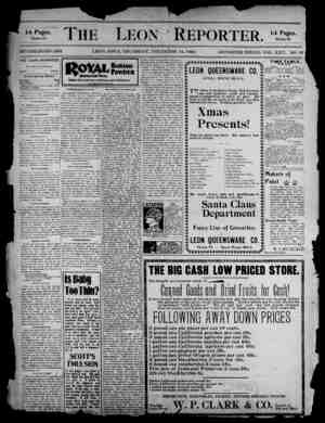 The Leon Reporter Newspaper December 14, 1899 kapağı