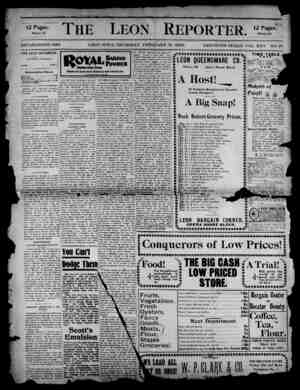The Leon Reporter Newspaper February 15, 1900 kapağı