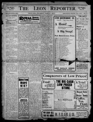 The Leon Reporter Newspaper March 1, 1900 kapağı
