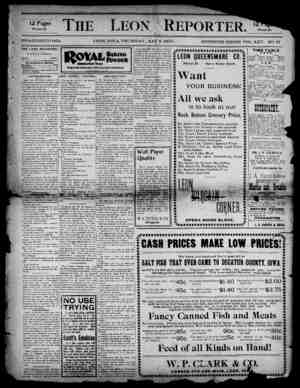 The Leon Reporter Newspaper May 3, 1900 kapağı
