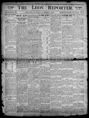 The Leon Reporter Newspaper November 8, 1900 kapağı