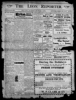 The Leon Reporter Newspaper December 6, 1900 kapağı