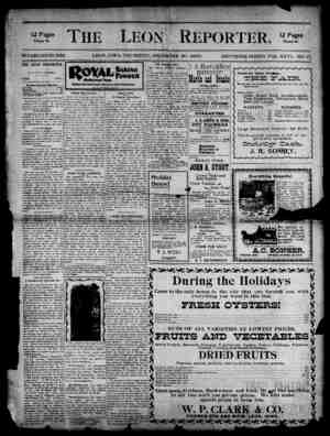 The Leon Reporter Newspaper December 20, 1900 kapağı