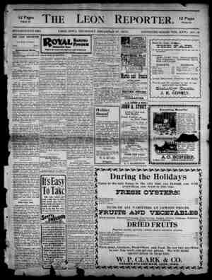 The Leon Reporter Newspaper December 27, 1900 kapağı