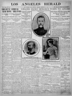 The Los Angeles Herald Newspaper February 18, 1905 kapağı
