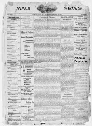 The Maui News Newspaper 24 Şubat 1900 kapağı