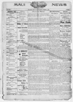The Maui News Gazetesi 3 Mart 1900 kapağı