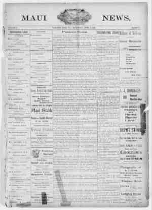 The Maui News Newspaper 7 Nisan 1900 kapağı