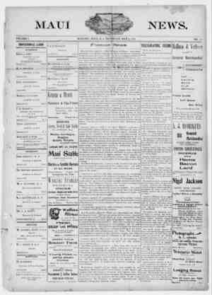 The Maui News Newspaper 5 Mayıs 1900 kapağı