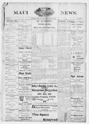 The Maui News Newspaper 21 Temmuz 1900 kapağı