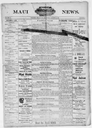 The Maui News Newspaper 18 Ağustos 1900 kapağı