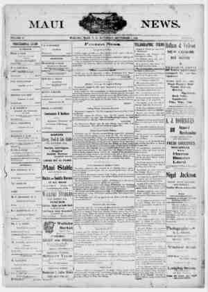 The Maui News Newspaper 1 Eylül 1900 kapağı