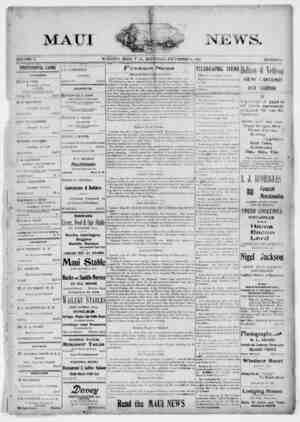 The Maui News Newspaper 8 Eylül 1900 kapağı