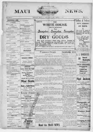 The Maui News Newspaper 15 Eylül 1900 kapağı