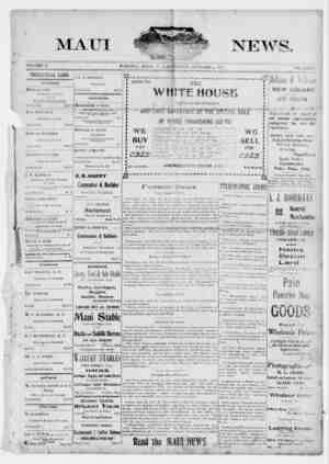 The Maui News Newspaper 6 Ekim 1900 kapağı