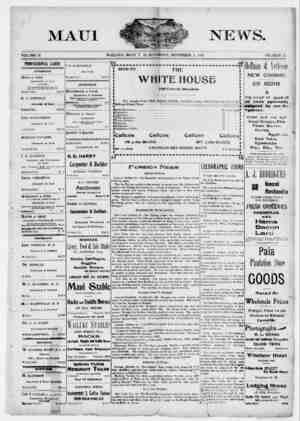 The Maui News Newspaper 3 Kasım 1900 kapağı