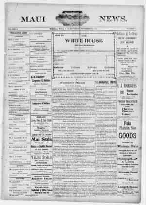 The Maui News Newspaper 10 Kasım 1900 kapağı