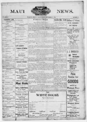 The Maui News Newspaper 17 Kasım 1900 kapağı