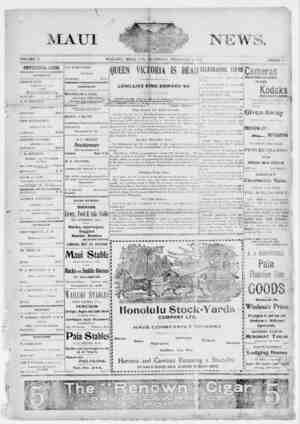 The Maui News Newspaper 2 Şubat 1901 kapağı