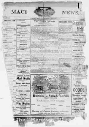 The Maui News Newspaper 16 Şubat 1901 kapağı